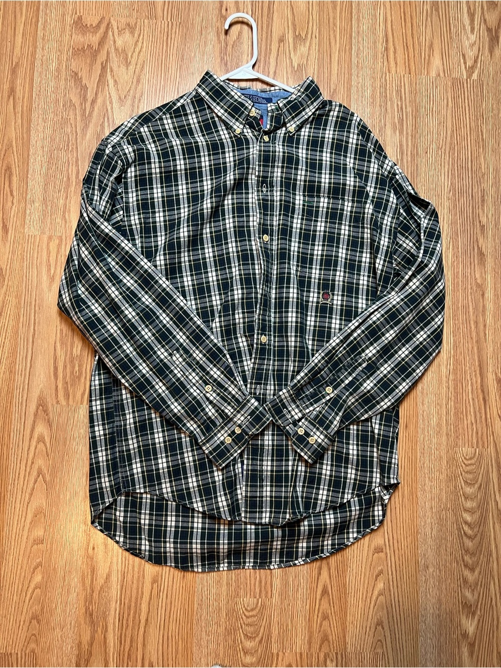 Vintage Tommy Hilfiger Green & White Plaid Button-Down Shirt